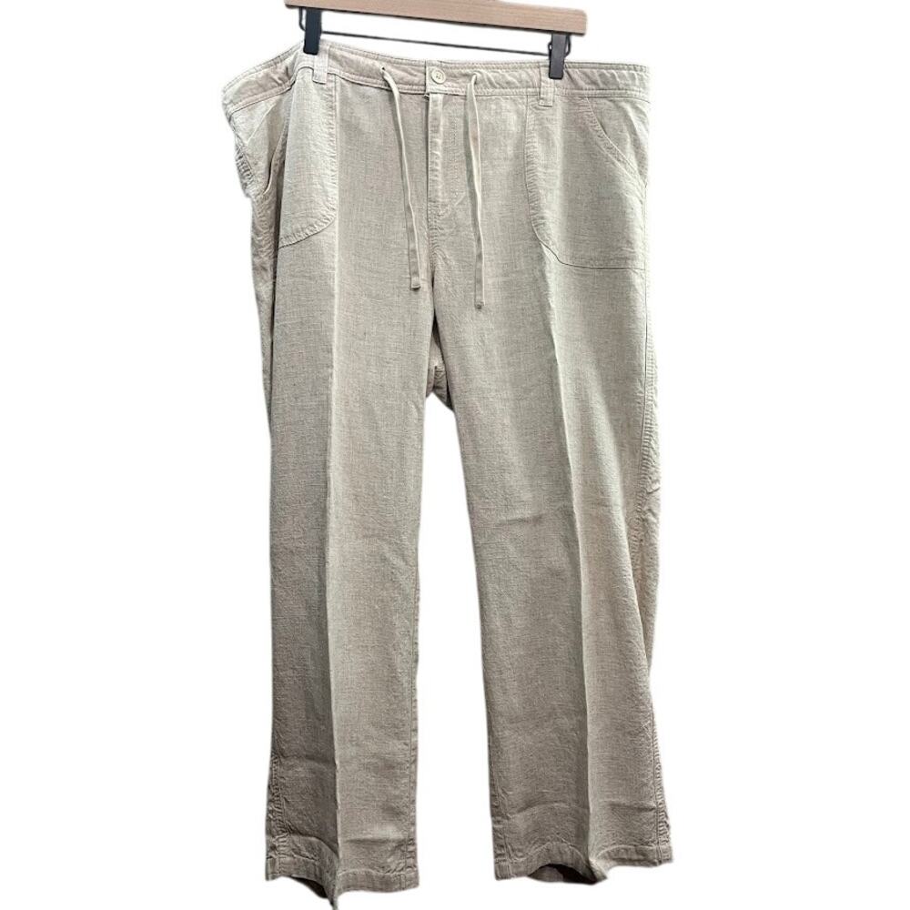 H&M Cream Linen Drawstring‎ Pants Sixe XL